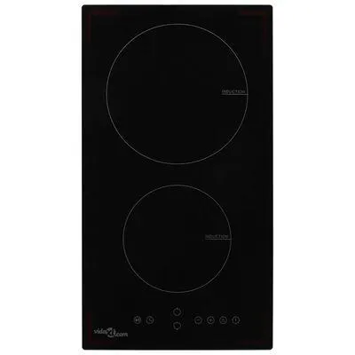 vidaXL Placa de indução com 2 discos controlo tátil vidro 3500 W