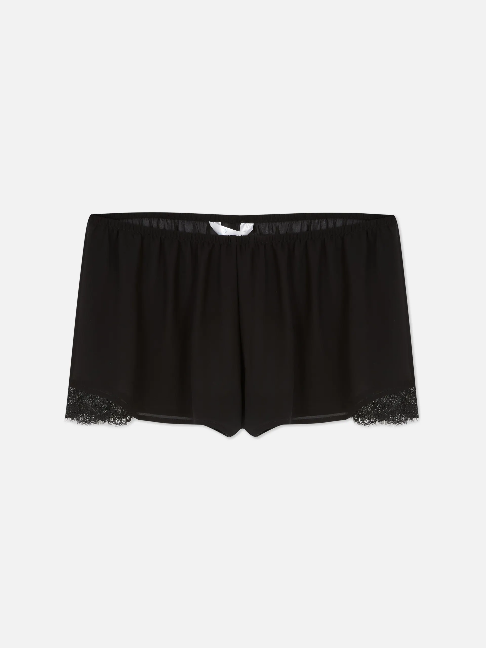 Sheer Mesh Lace Trim Pajama Shorts