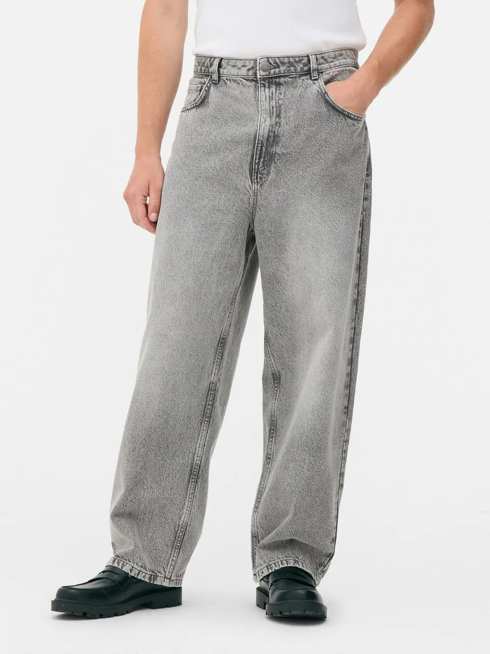 Jean large taille mi-haute