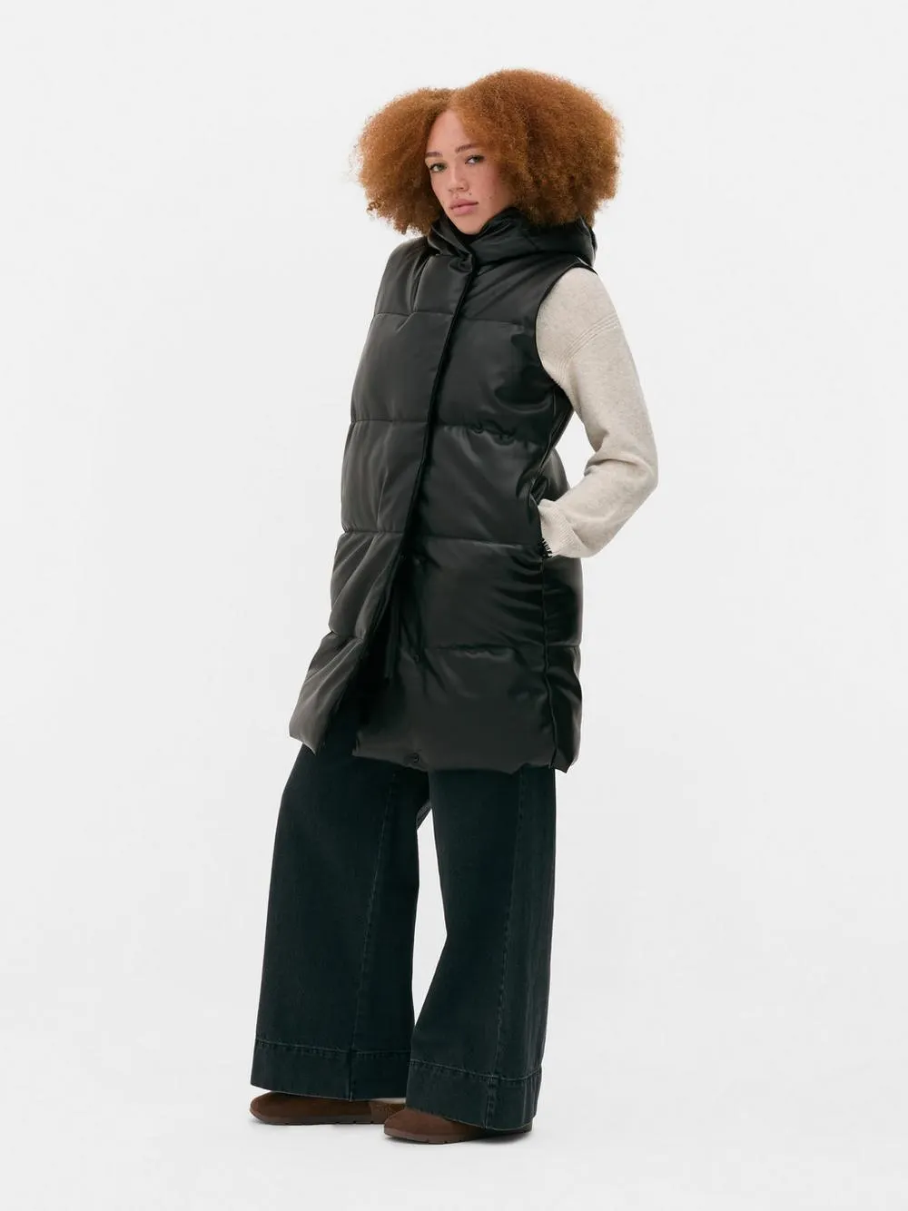 Colete acolchoado imitação pele