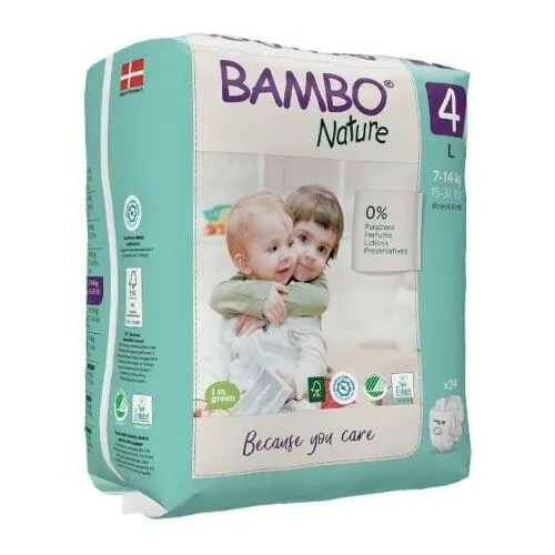 Bambo Nature Fraldas Tamanho 4 L 7-14Kg 24 Unidades