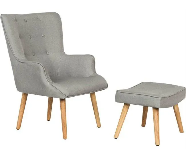 Poltrona estilo escandinavo em tecido "Odense" - 1 lugar - Cinza claro