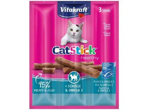snacks para gato vitakraft mini sticks com peixe e omega3 18g