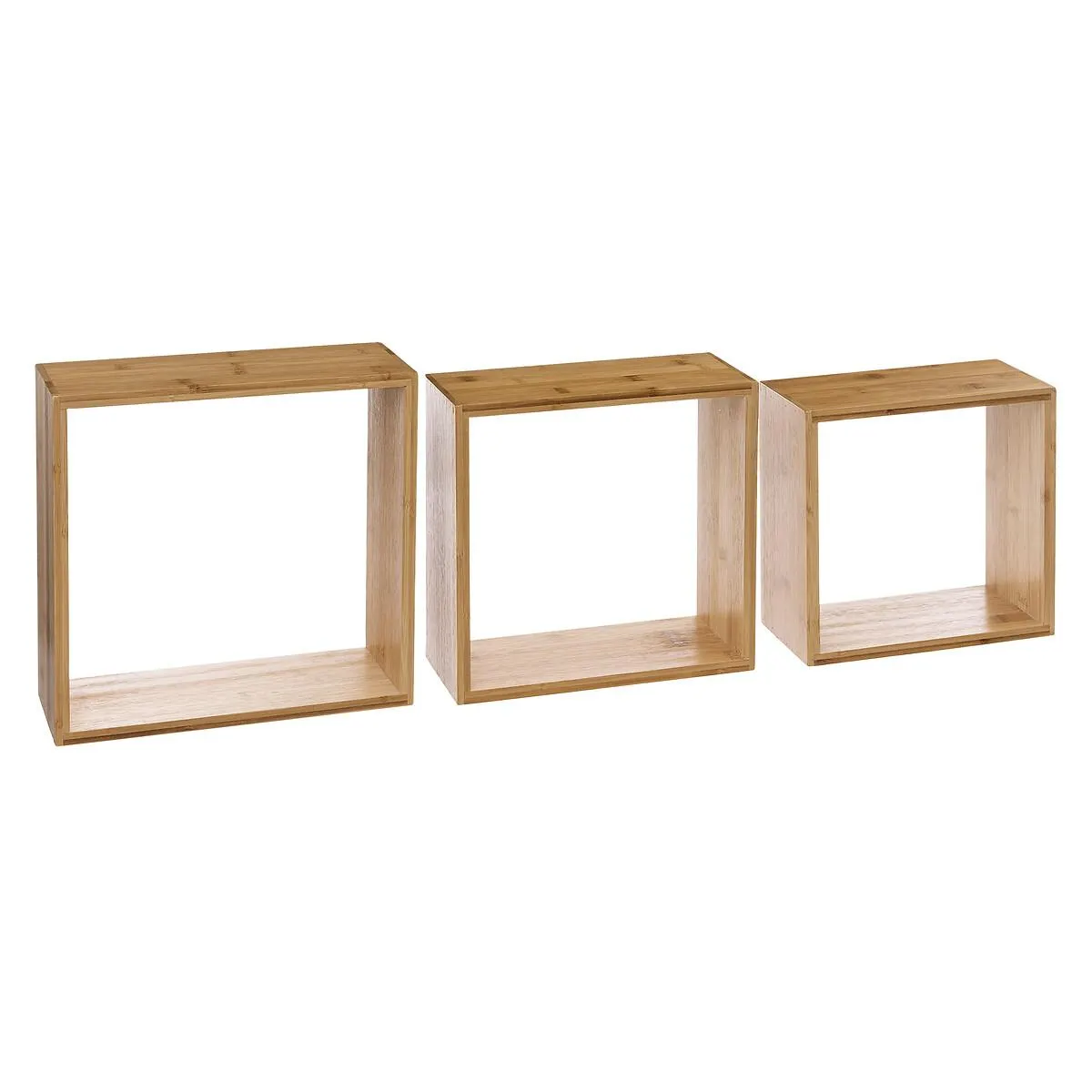 Conjunto De 3 Estantes Cubo Kit Em Bambu