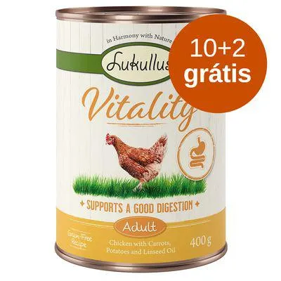 Lukullus Vitality 12 x 800 g comida húmida em promoção: 10 + 2 grátis!