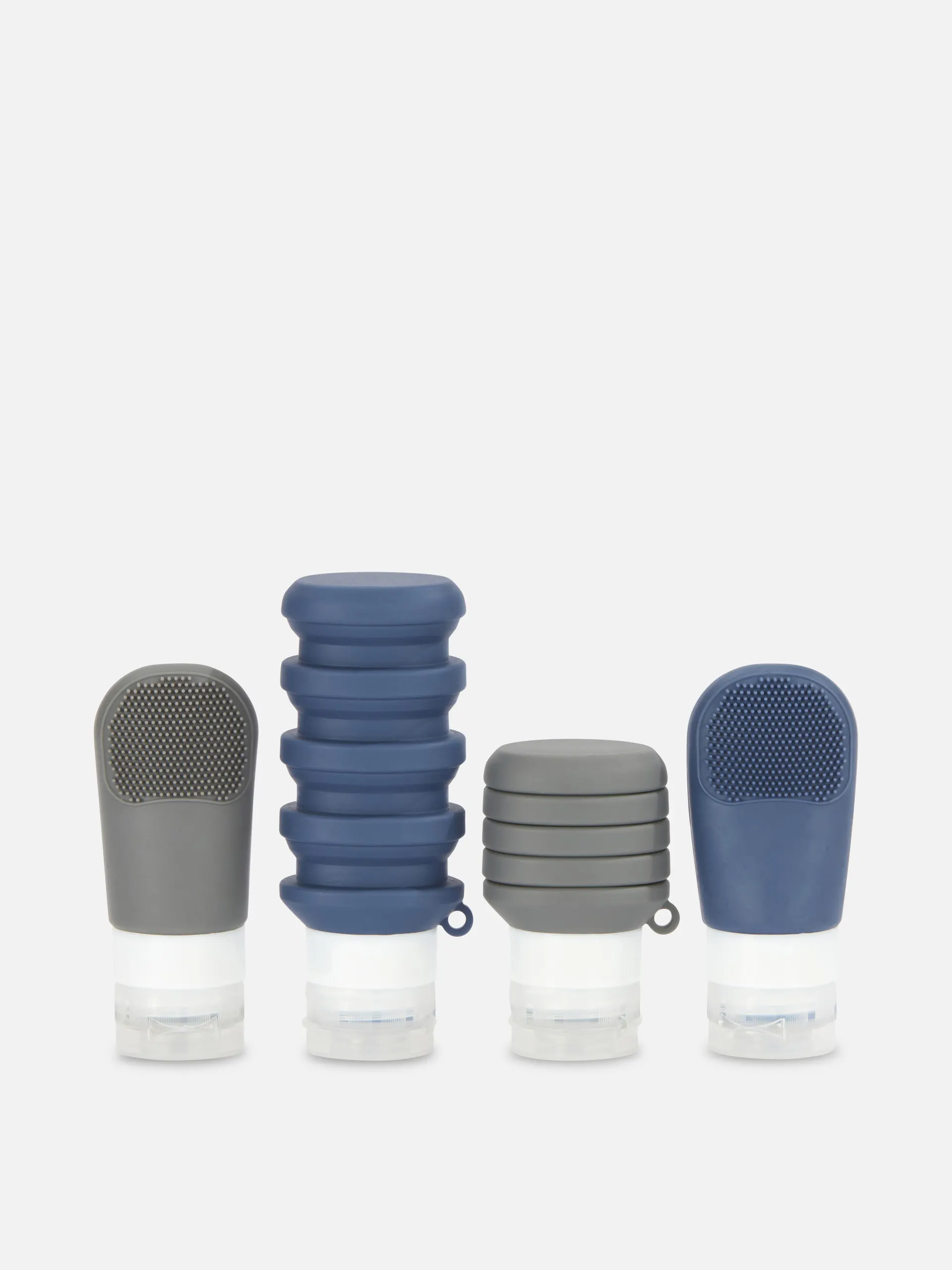 Pack 4 garrafas viagem maleáveis silicone