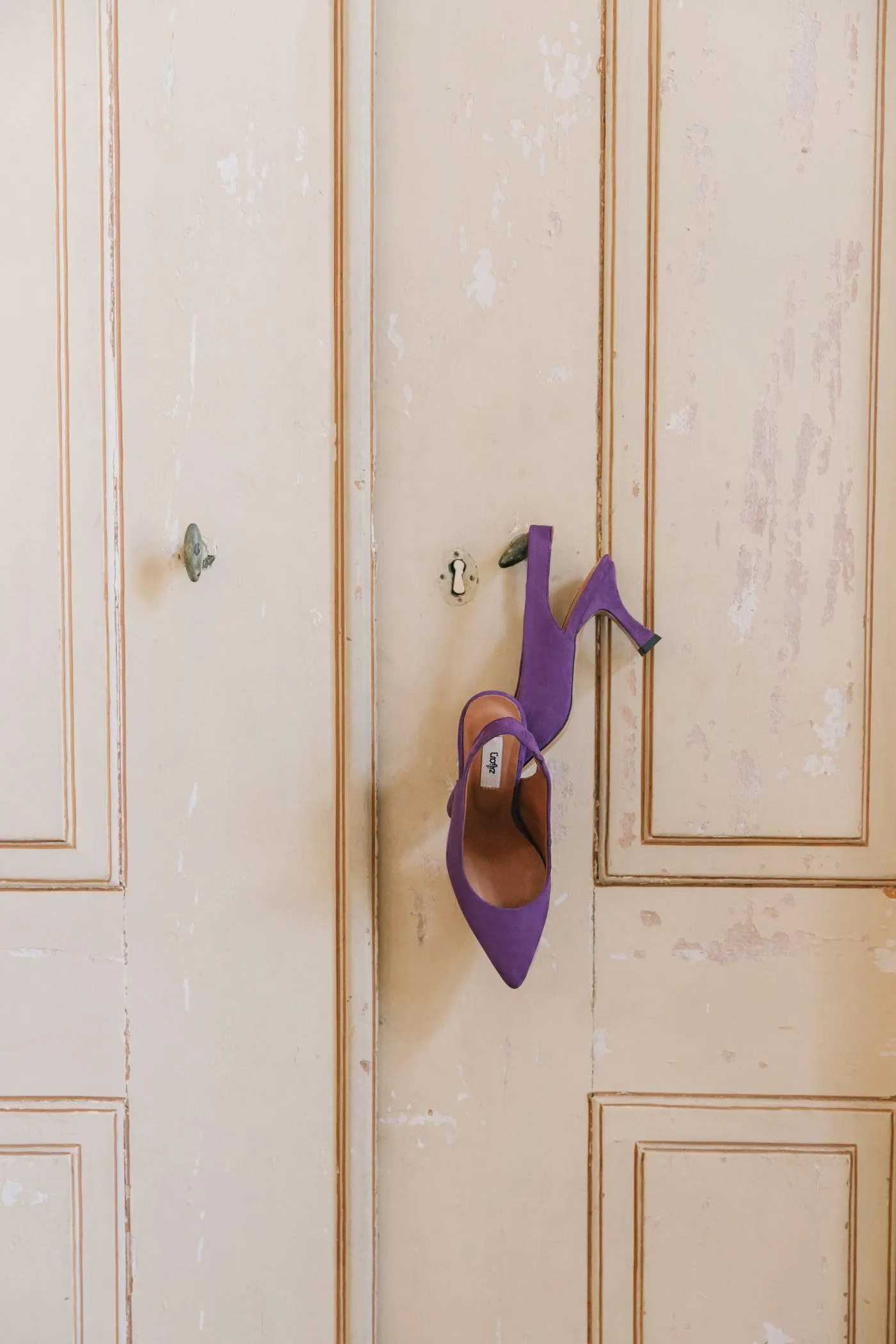 Slingbacks de salto alto em - camurça roxo