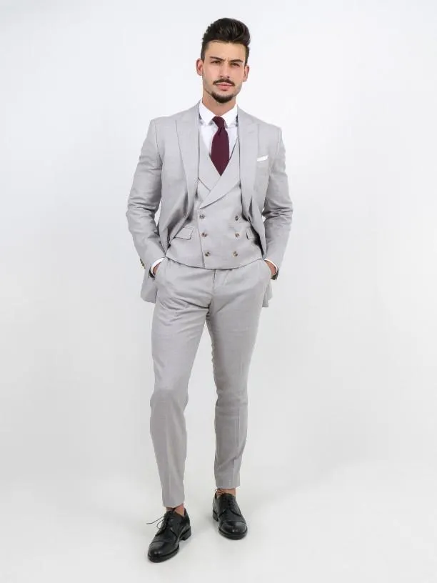 Fato liso slim fit com colete