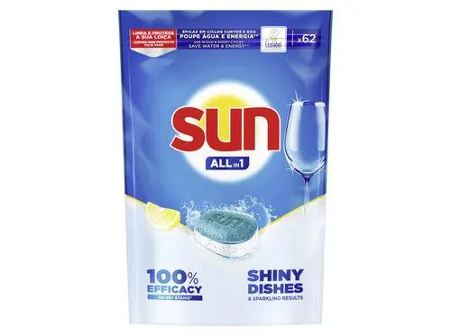 detergente loiça máquina sun all in one limão 62 pastilhas