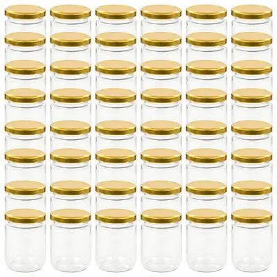vidaXL Frascos de vidro com tampas douradas 48 pcs 230 ml