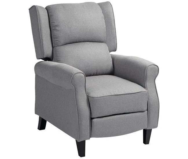 HOMOM Poltrona Reclinável Poltrona Relax com Reclinação Manual até 160° e Apoio para os Pés Retráteis Poltrona Sala de Estar 77x88x102 cm Cinza