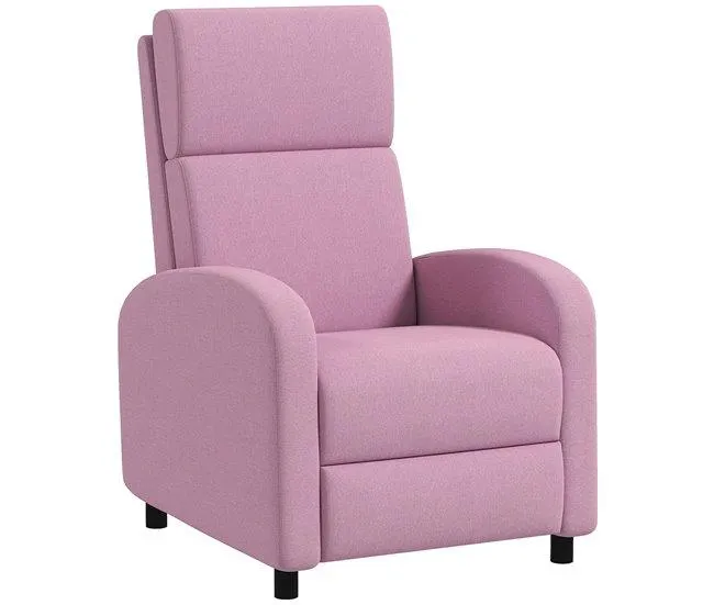 HOMCOM Poltrona Relax Reclinável até 160° Poltrona Reclinável Manual com Apoio para os Pés Carga Máxima 120 kg para Sala de Estar Dormitório 64x86x102 cm Rosa