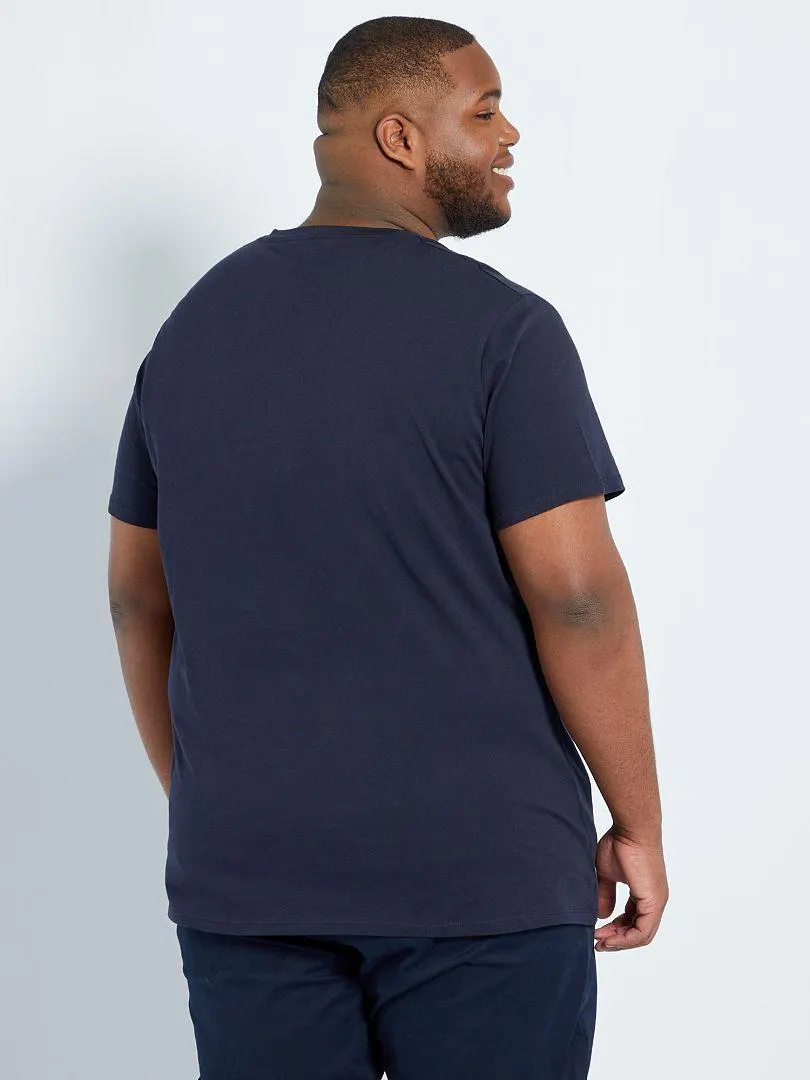 T-shirt com decote em V - AZUL