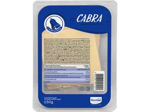 queijo campainha cabra curado fatias 150g
