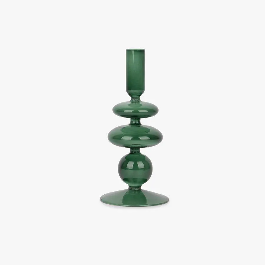 Castiçal de vidro verde 20cm BUBBLE