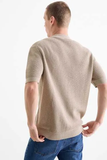 Knitted polo shirt - textured