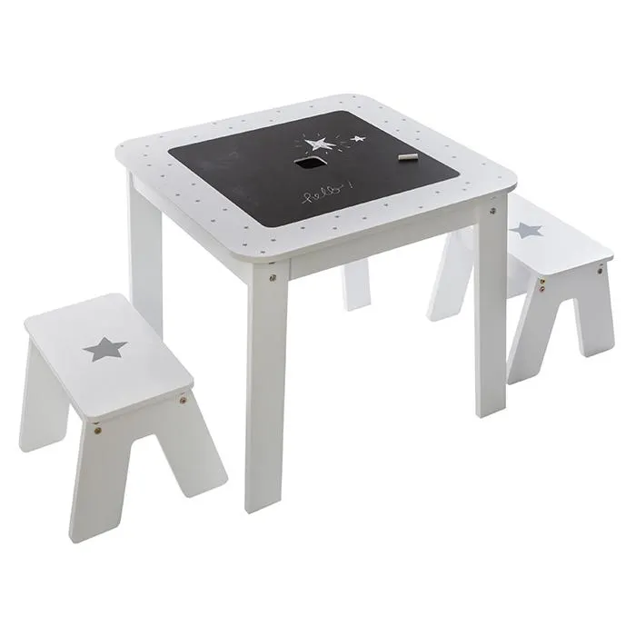 Conjunto De Mesa Quadrada E Dois Bancos