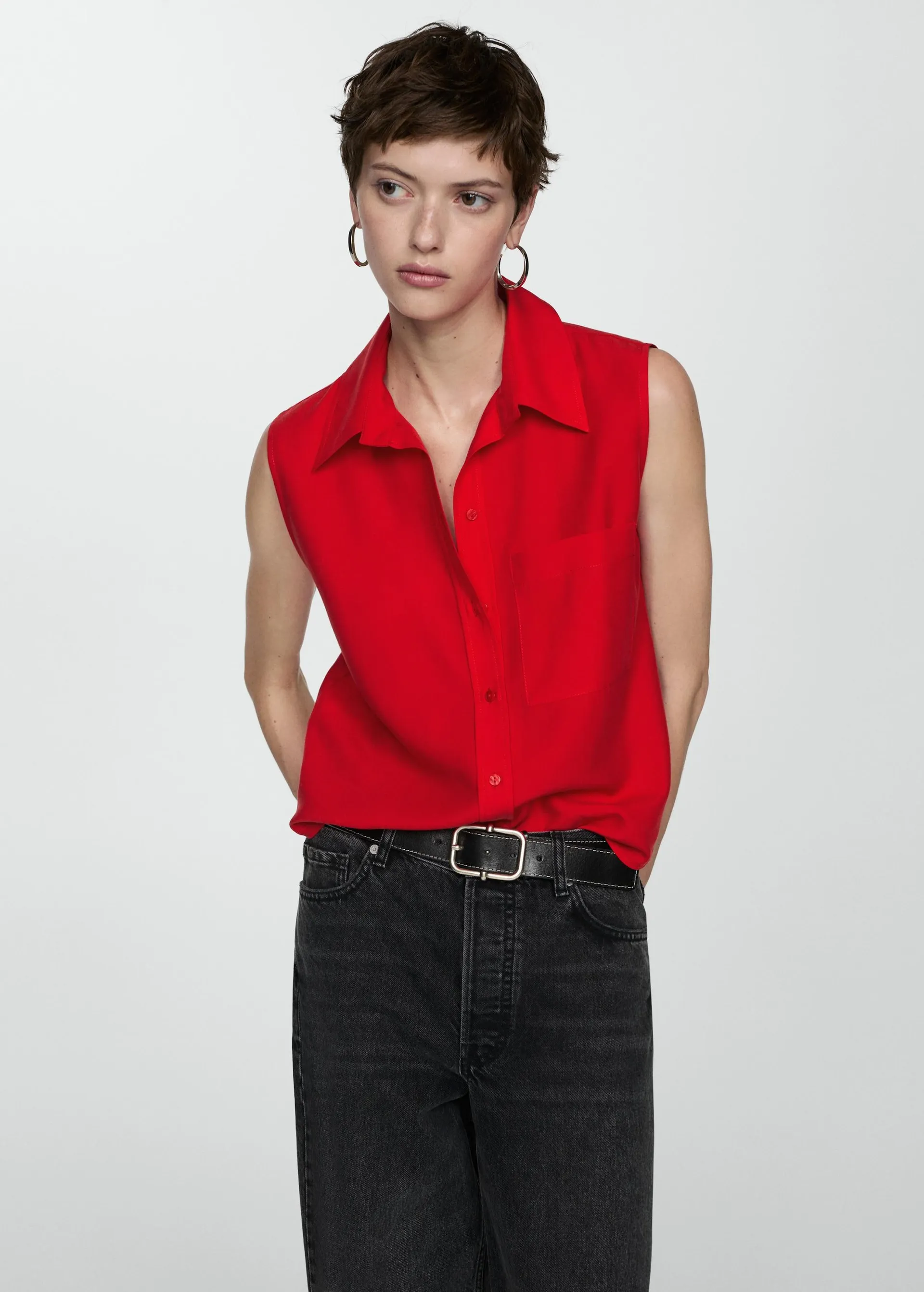 Mouwloze lyocell blouse