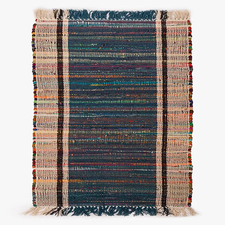 Tapete algodão franjas azul 140x200cm ROBE