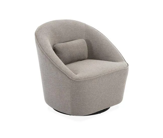 Poltrona giratória 360º com almofada, tecido, Lana, Cinza bege, 80x73x77 cm