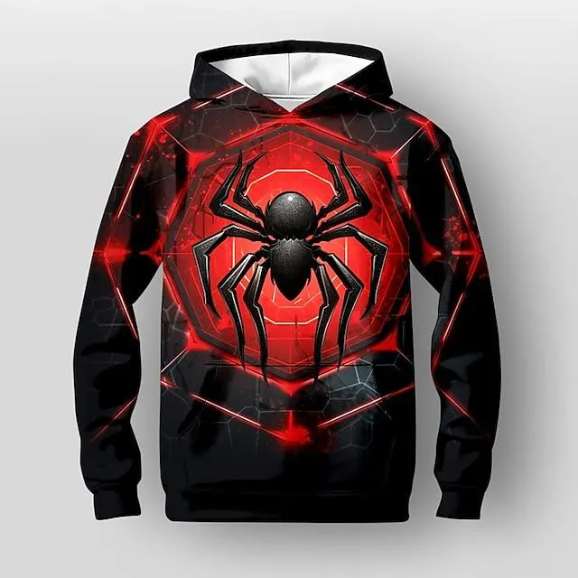jongens 3d spider hoodie trui met lange mouwen 3d print herfst winter mode streetwear cool polyester kinderen 3-12 jaar outdoor casual dagelijks normale pasvorm