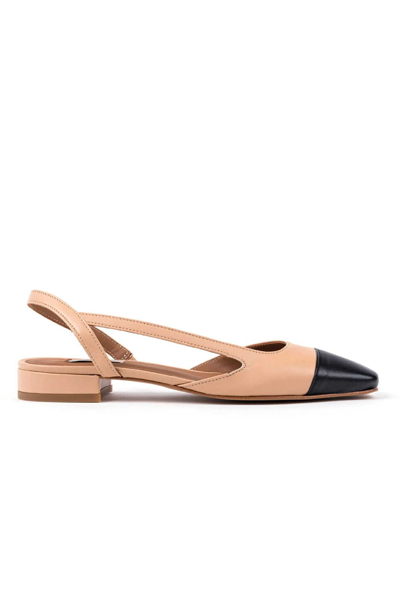 Slingbacks rasos em pele Nude