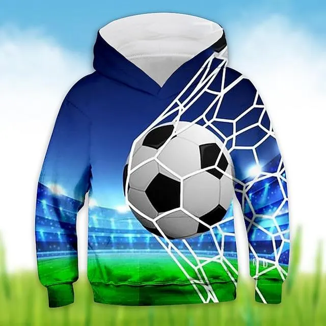 kids jongens wereldbeker hoodie pullover voetbal lange mouw zak kinderen top casual hoodie sport dagelijks blauw winter 3-12 jaar