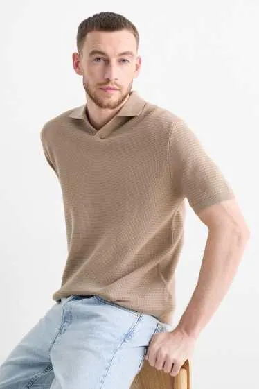 Knitted polo shirt - textured