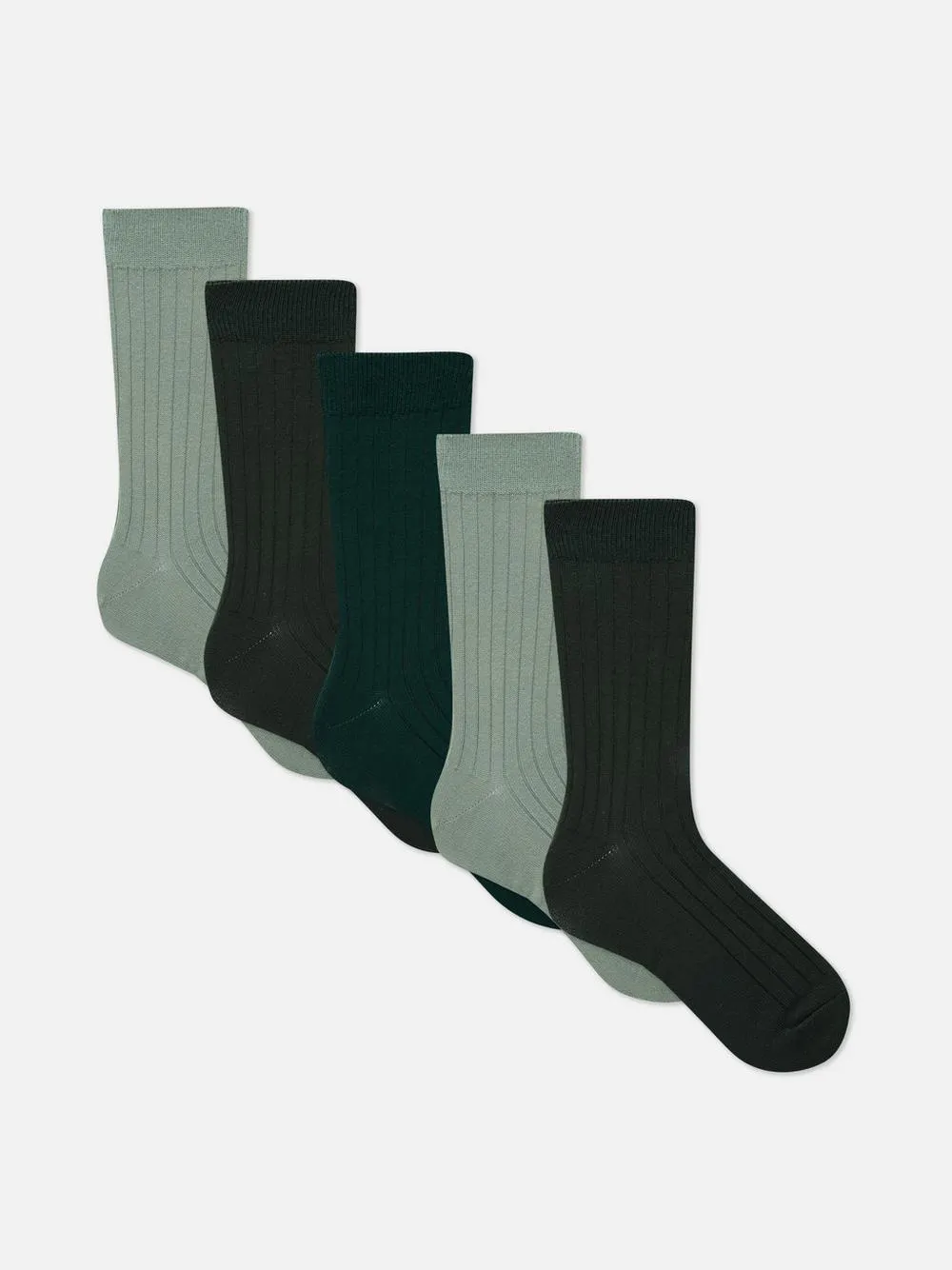 Pack 5 pares meias cano médio caneladas