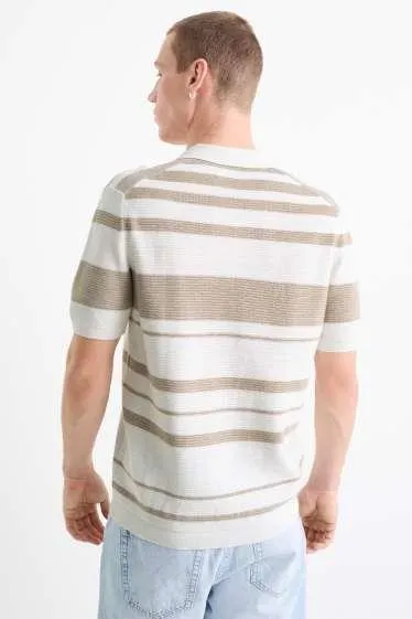 Polo shirt - striped - textured