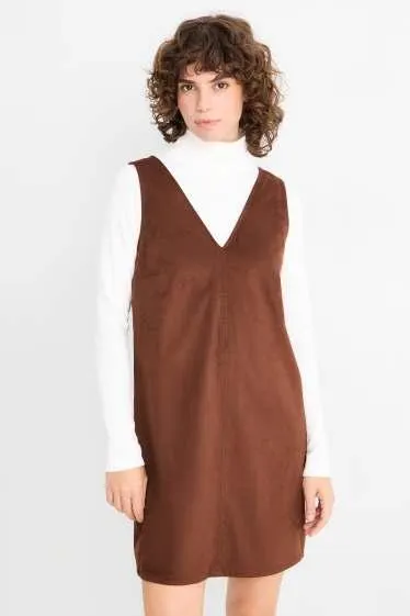 Dress - straight fit - faux suede