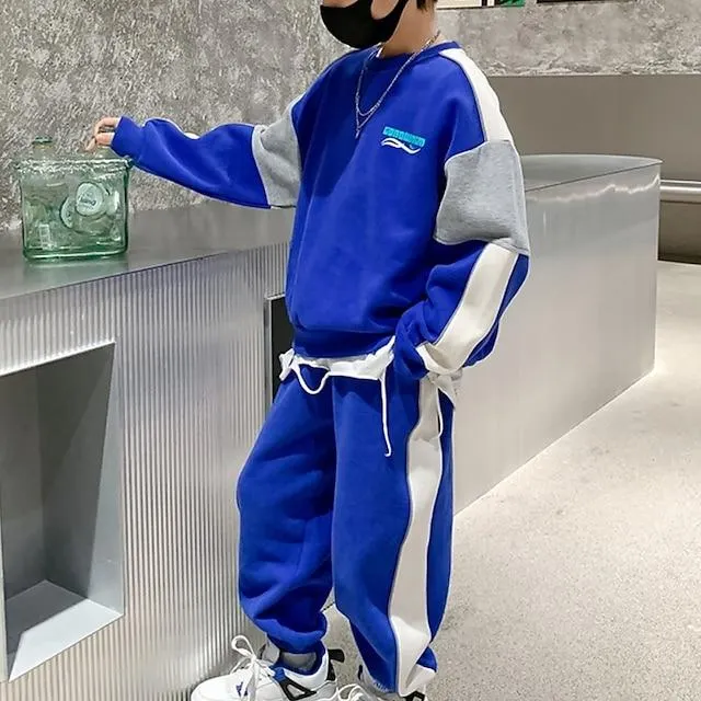 Kinderen Jongens Trainingspakken Kleding Grafisch Lange mouw Set Sport Lente Herfst 7-13 jaar blauw Grijs
