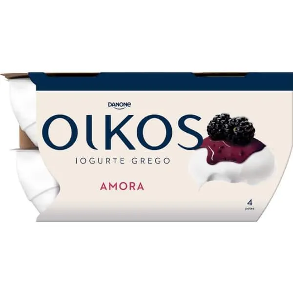 Iogurte Grego de Amora Pack 4 embalagem 110 g Danone Oikos