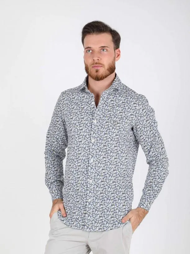 Camisa padrão florido slim fit