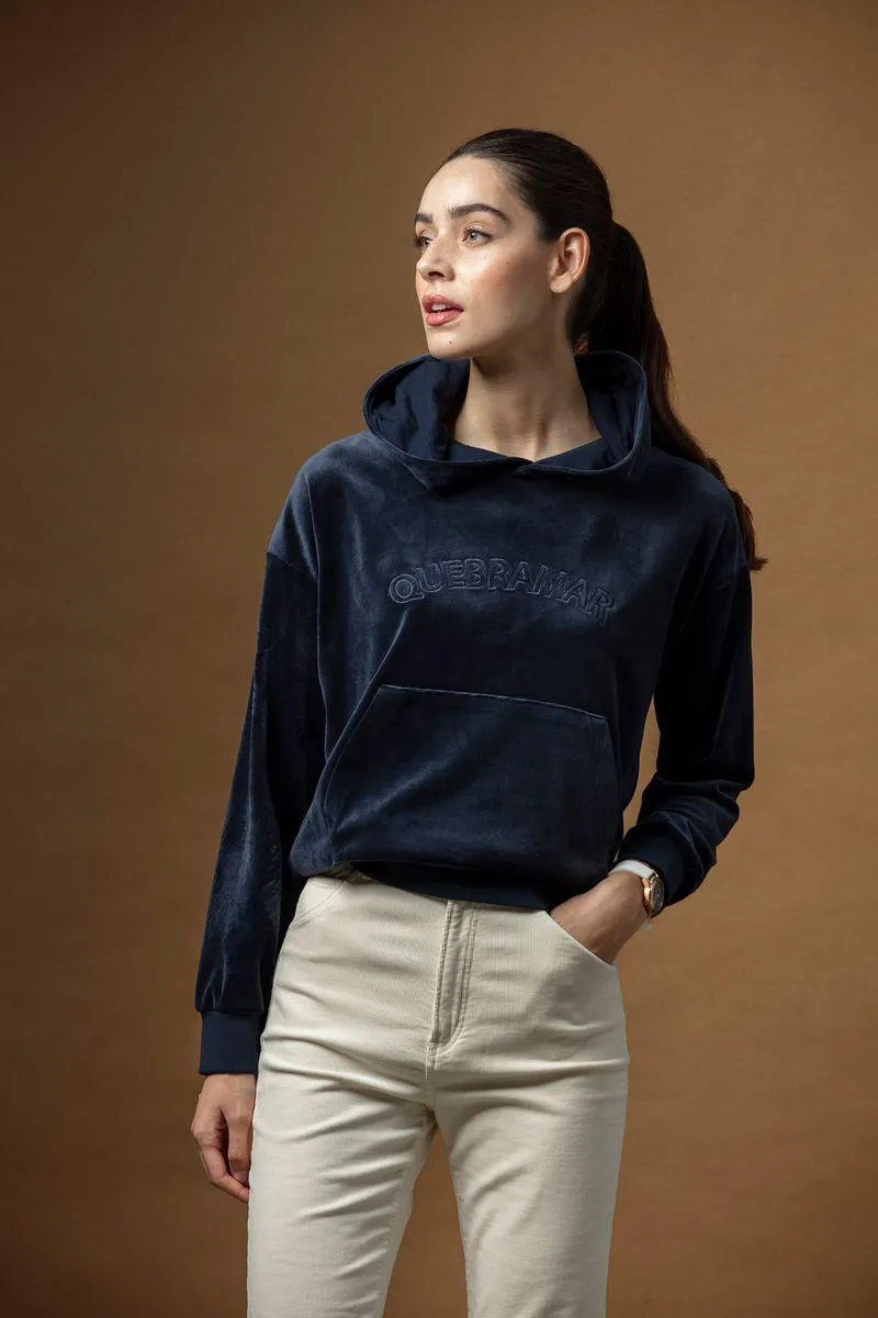 Sweatshirt com capuz em veludo
