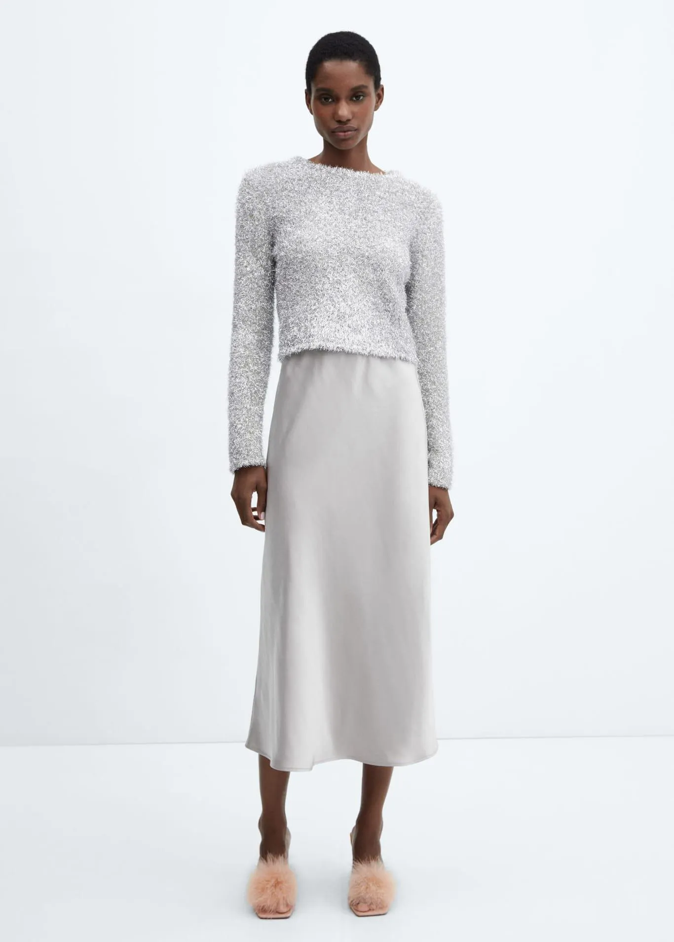 Camisola de lurex com gola redonda