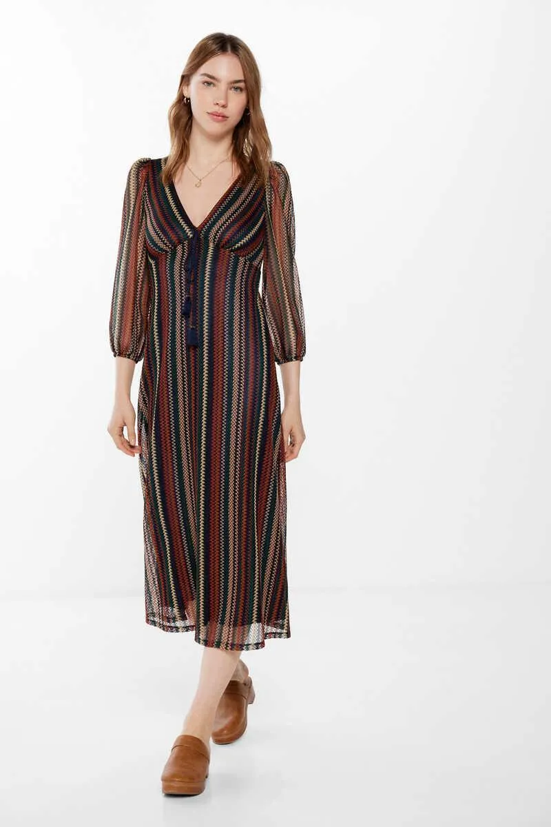 Vestido Midi Estructura Rayas