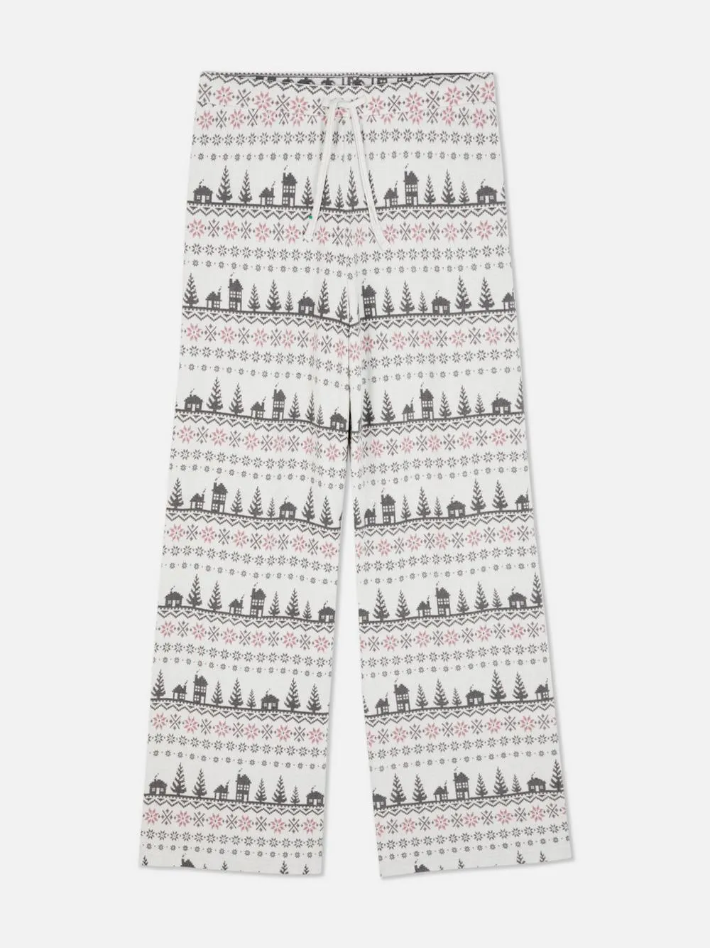 Calças pijama corte perna larga padrão Fair Isle
