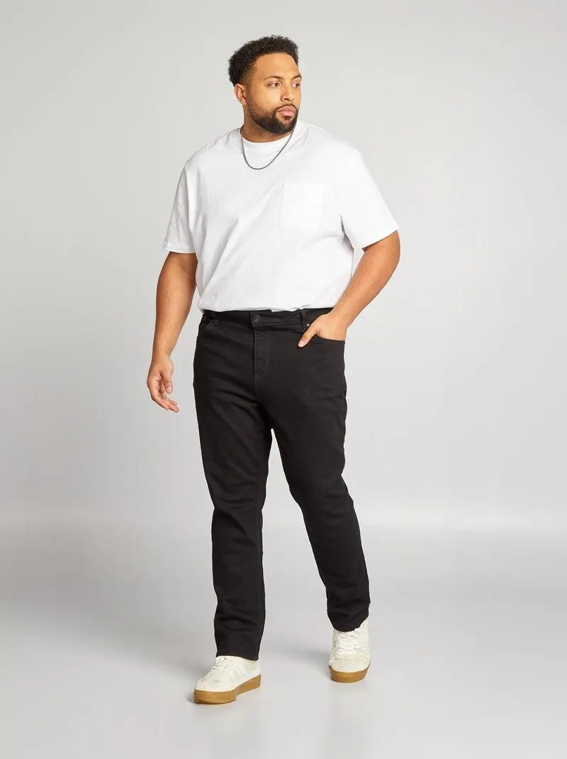 Calças de ganga slim com 5 bolsos - L34 - PRETO