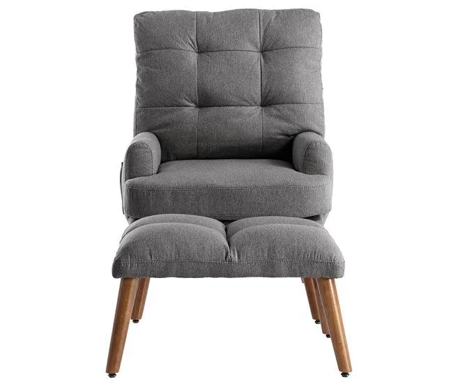 Cadeirão Vonvertible com apoio para os pés e encosto regulável - Cinzento