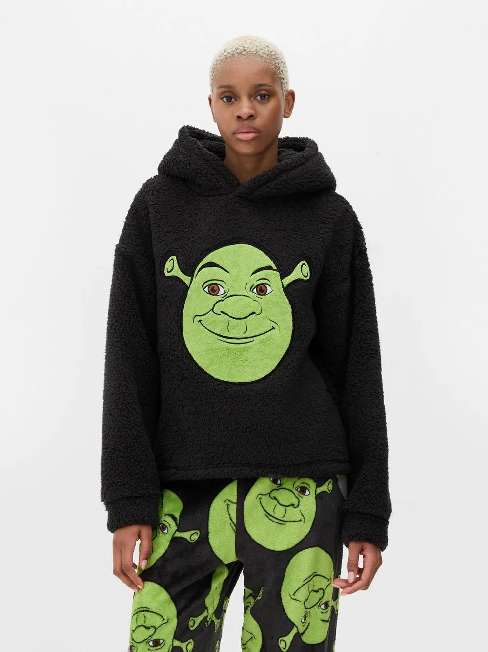 Camisola capuz malha polar coord. personagem Shrek