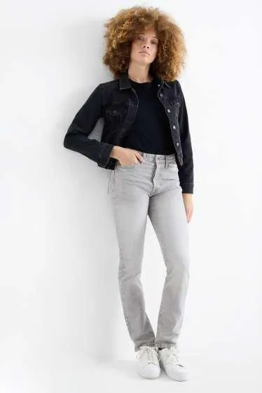 Vintage straight jeans - mid-rise waist - LYCRA®