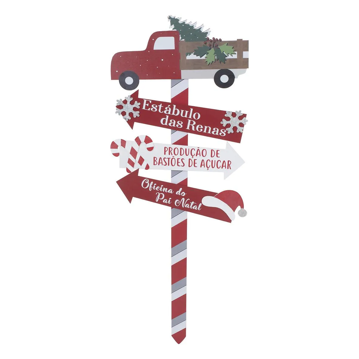 Decoração Natalícia Com Setas E Camião Em MDF 105cm