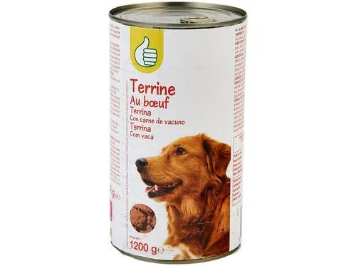 comida húmida para cão polegar terrina com vaca 1200g