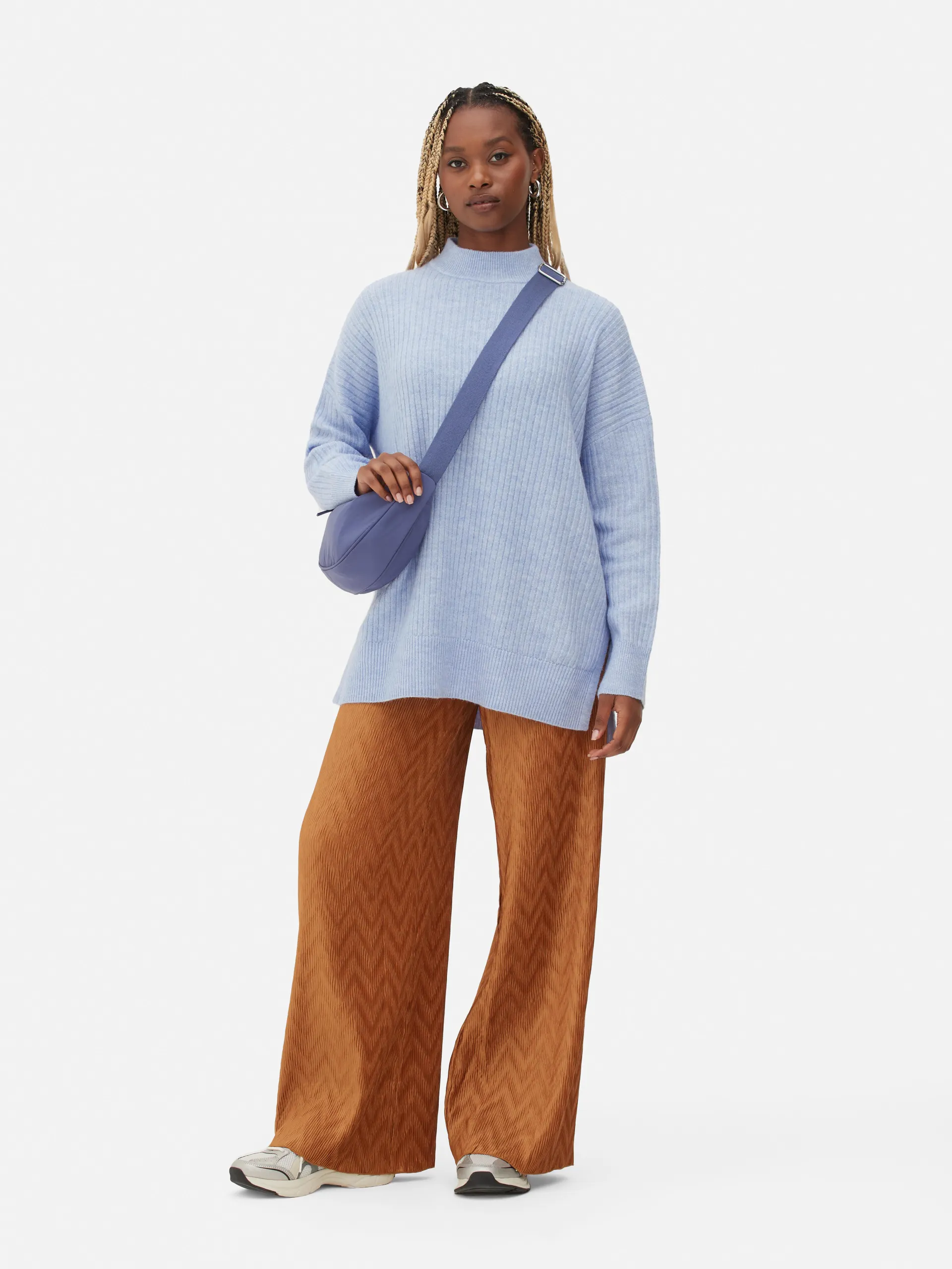 Camisola canelada gola subida