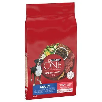 Purina One Medium/Maxi Adult de vaca e arroz