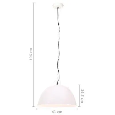 vidaXL Candeeiro suspenso vintage indust. redondo 25 W 41 cm E27 branco