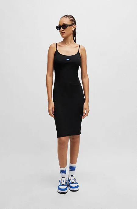 Vestido sem mangas em jersey de mistura de algodão canelado