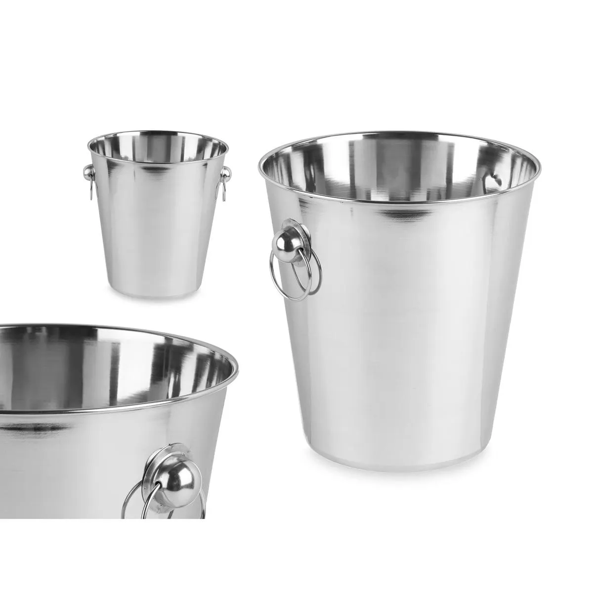 Balde De Gelo Prateado Em Metal 27cm