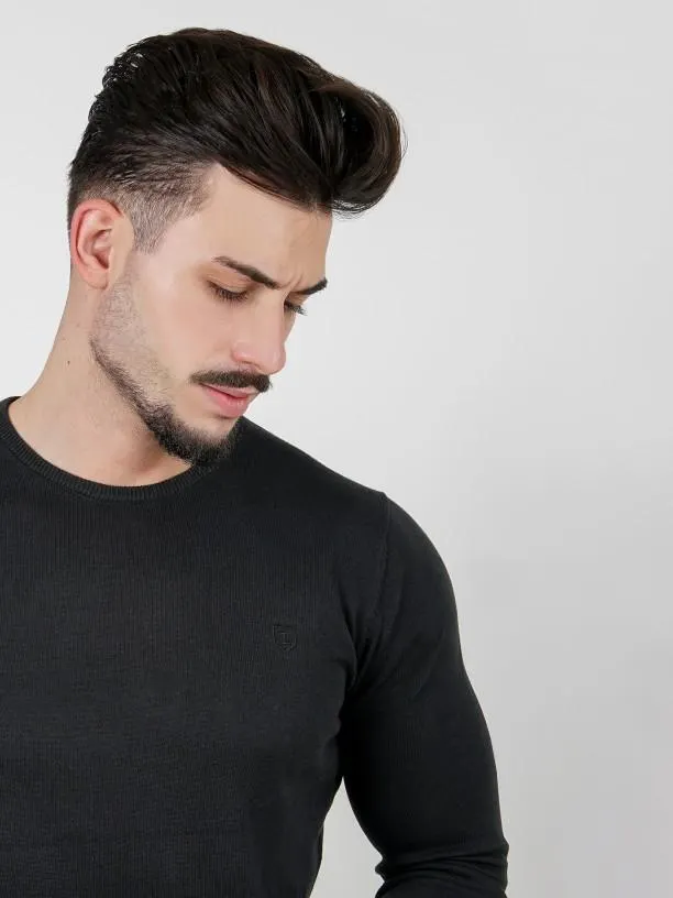 Camisola de malha algodão gola redonda